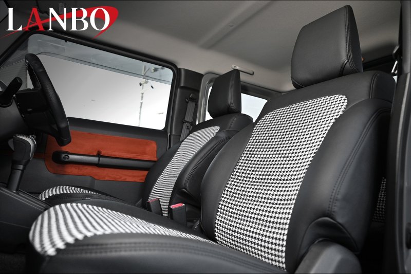 画像1: LANBO レザーシートカバー ハウンドトゥースデザイン【JIMNY/SIERRA　JB64W/74W】 (1)