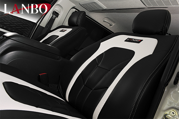 ランボ（LANBO）シートカバー タイプVOID【ブラック×ホワイト】 200系ハイエース1〜6型S-GL専用-